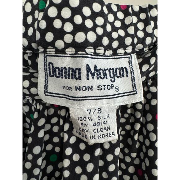 Vintage Silk Midi Length Skirt Size 7 / 8 Donna Morgan Polka Dot - Picture 3 of 5